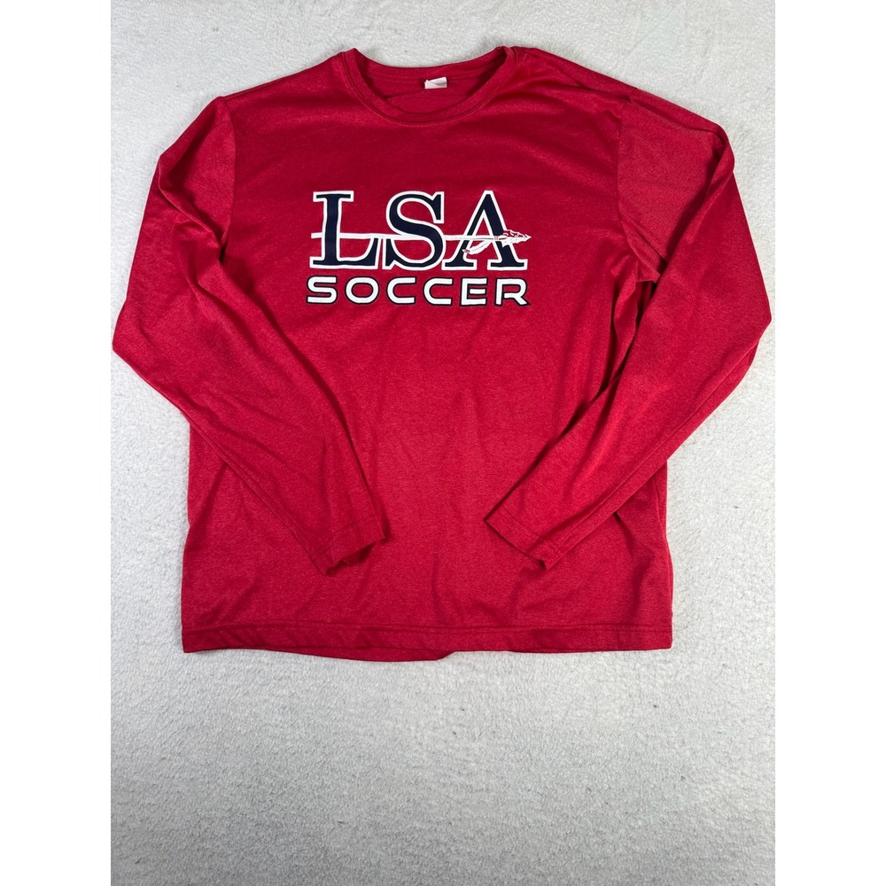 Sport-Tek LSA Soccer Shirt Mens Medium Red Long Sleeve Performance Tee Excellent